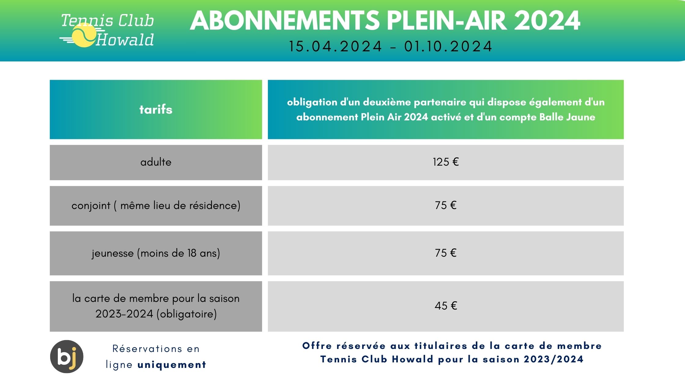 Abonnement Plein Air 2024